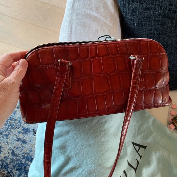 Red embossed Furla bag - Picture 3 of 7